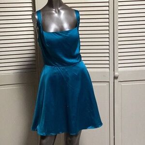 B Darlin Teal Prom Dress with lace up back
